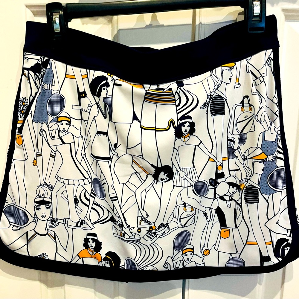 Vintage tennis skirt. Size S. Navy, white and yellow vintage tennis print.